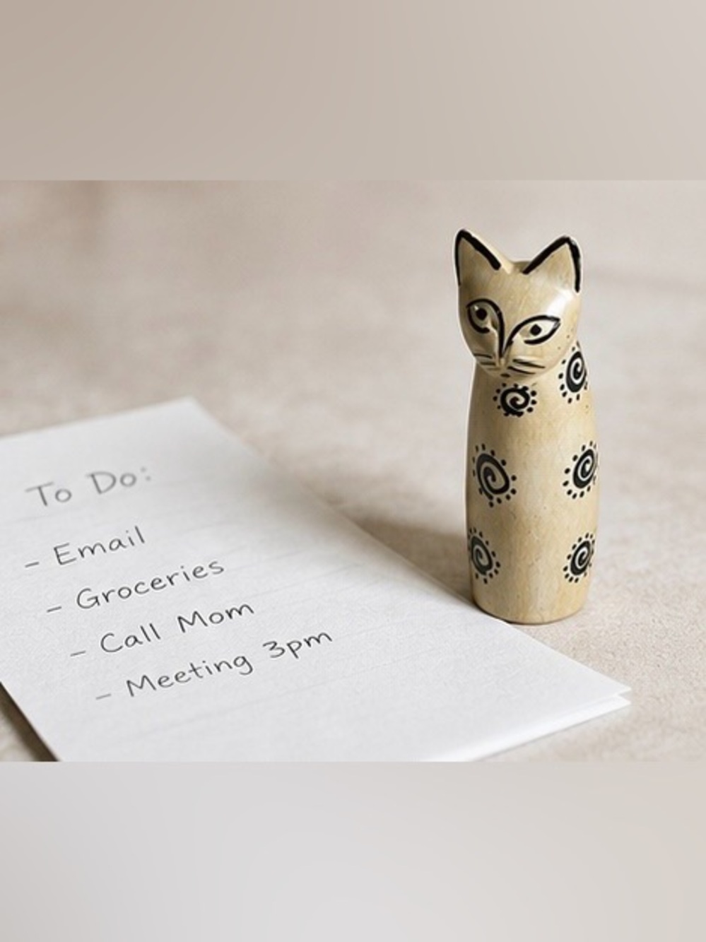 Hand Painted Ceramic Cat Paperweight Boho Cat Decor